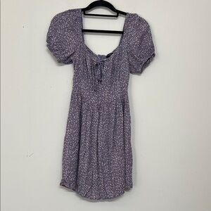 Forever 21 Lavender Floral Puff Sleeve Mini Dress